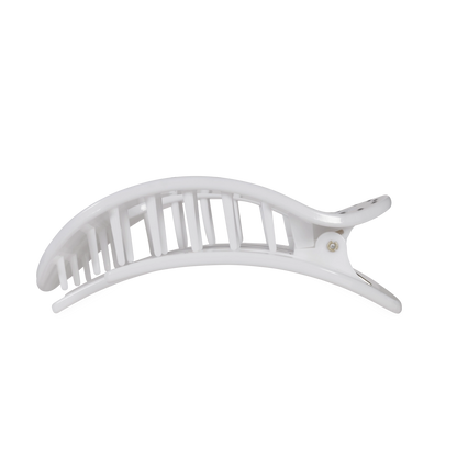 Flat Round Hair Clip | White Polka Dot Party | Large