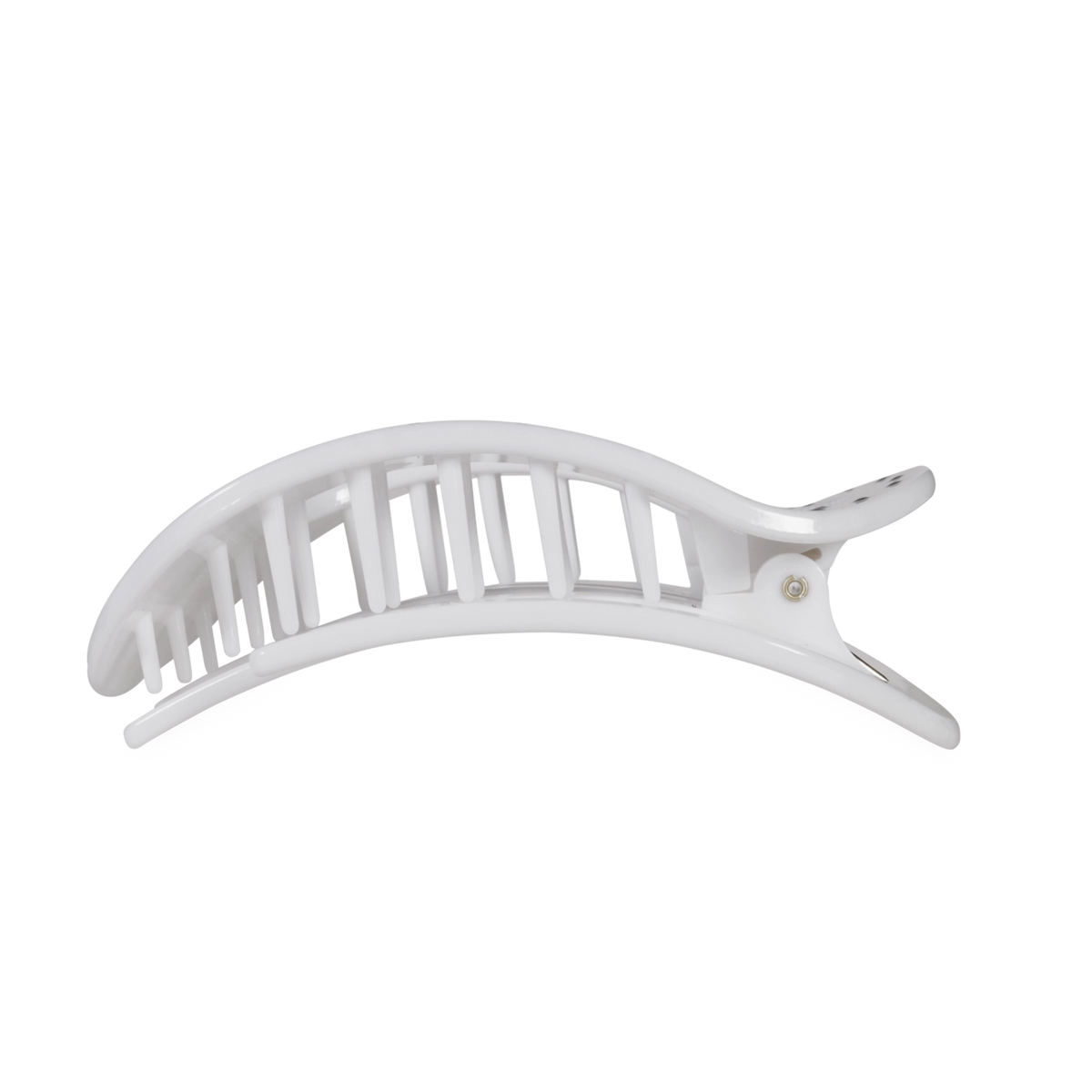 Flat Round Hair Clip | White Polka Dot Party | Medium