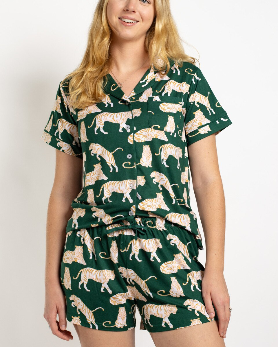 Chloe Tiger Button Up Sleep Shirt