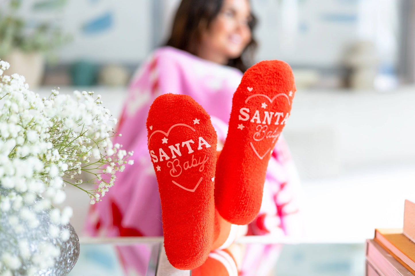 Santa Baby Fuzzy Crew Socks