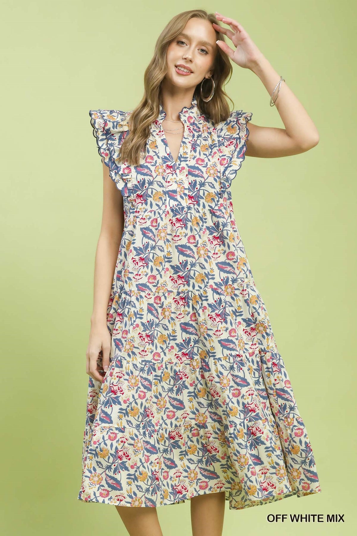 Floral Garden Print Tiered Maxi Dress