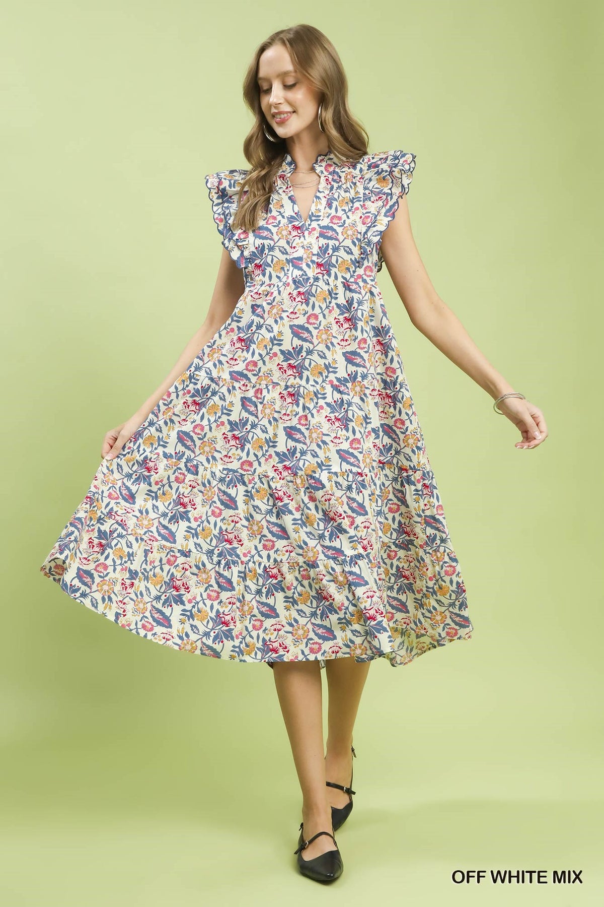Floral Garden Print Tiered Maxi Dress