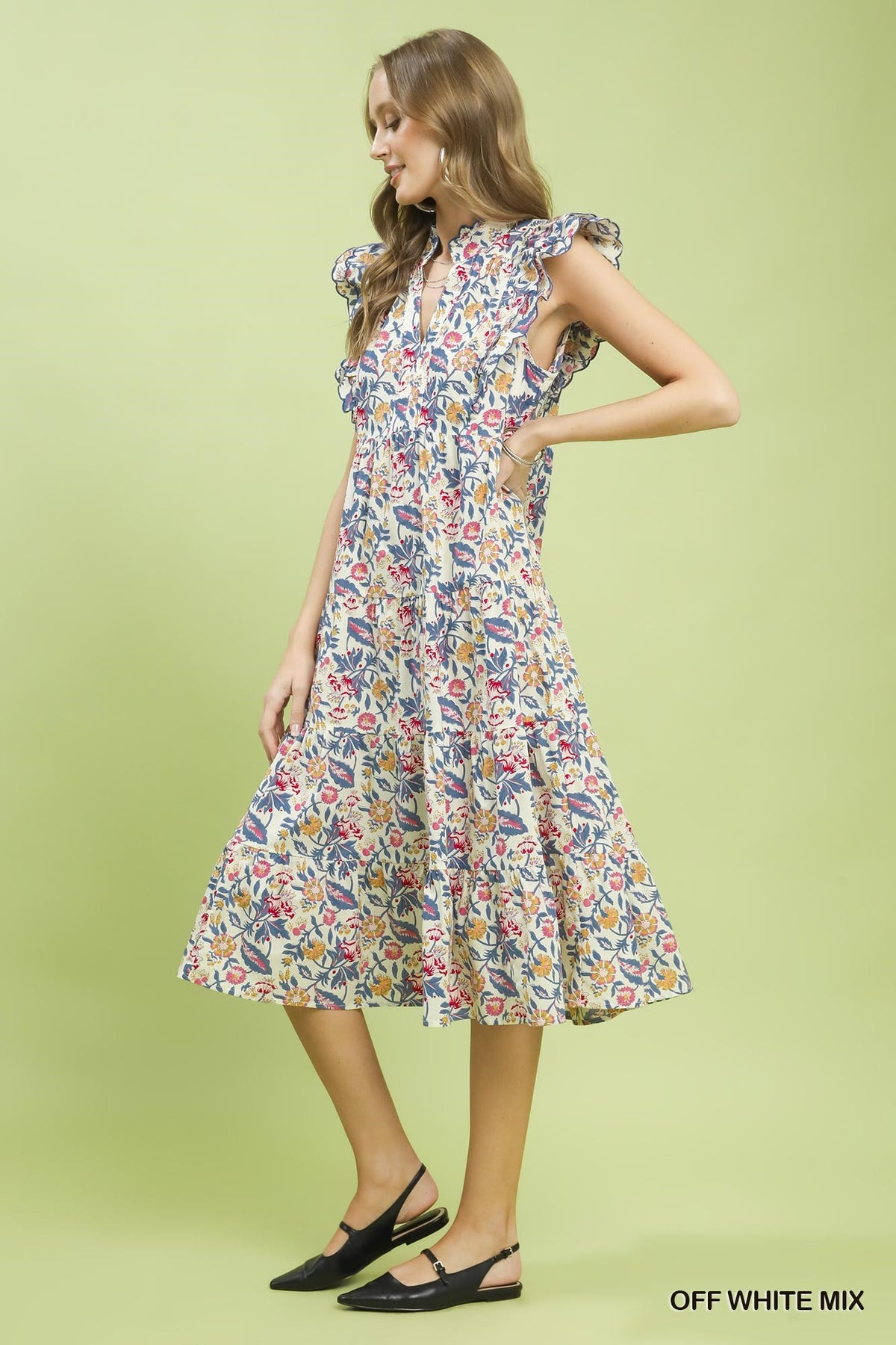 Floral Garden Print Tiered Maxi Dress