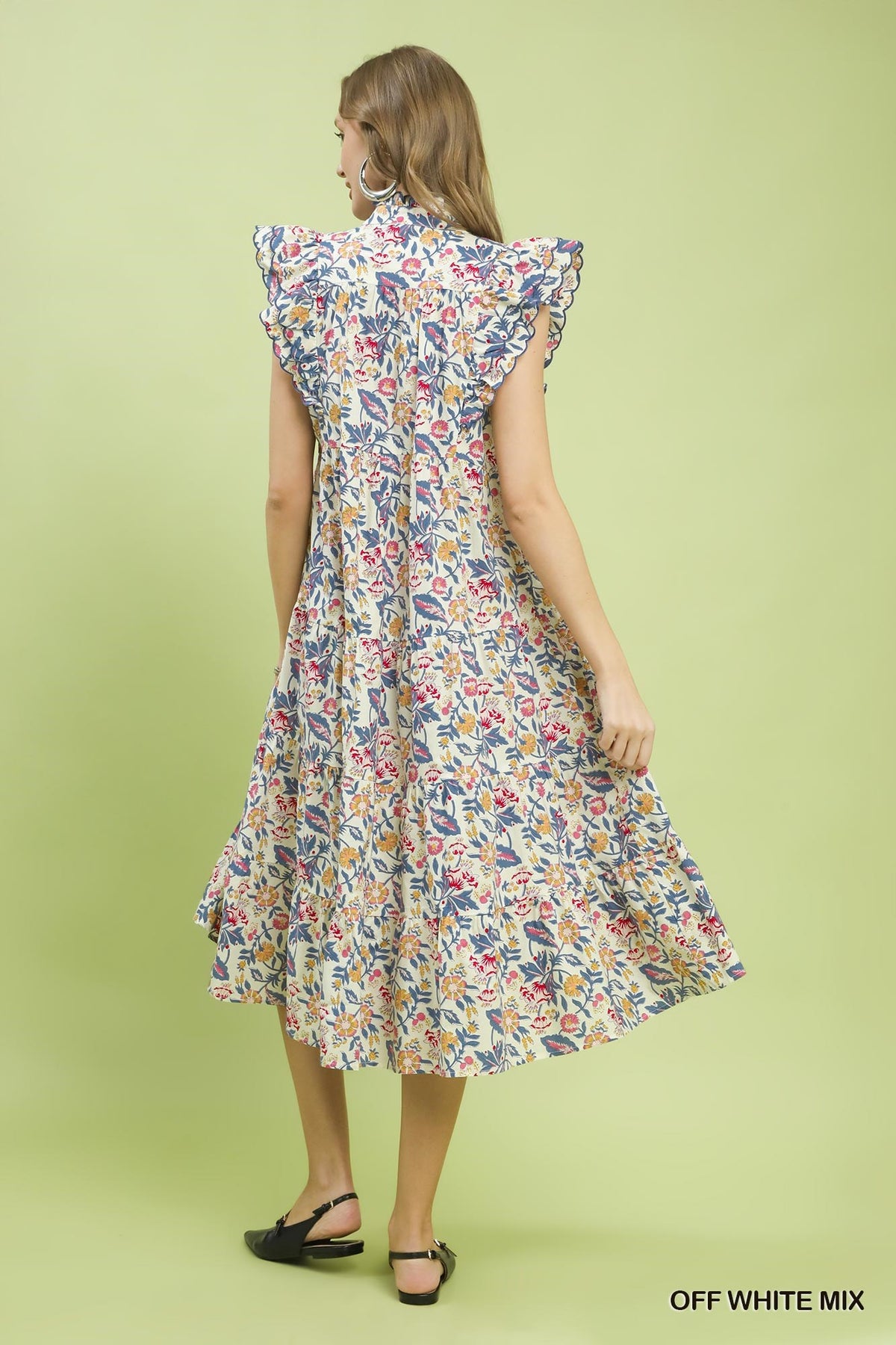 Floral Garden Print Tiered Maxi Dress