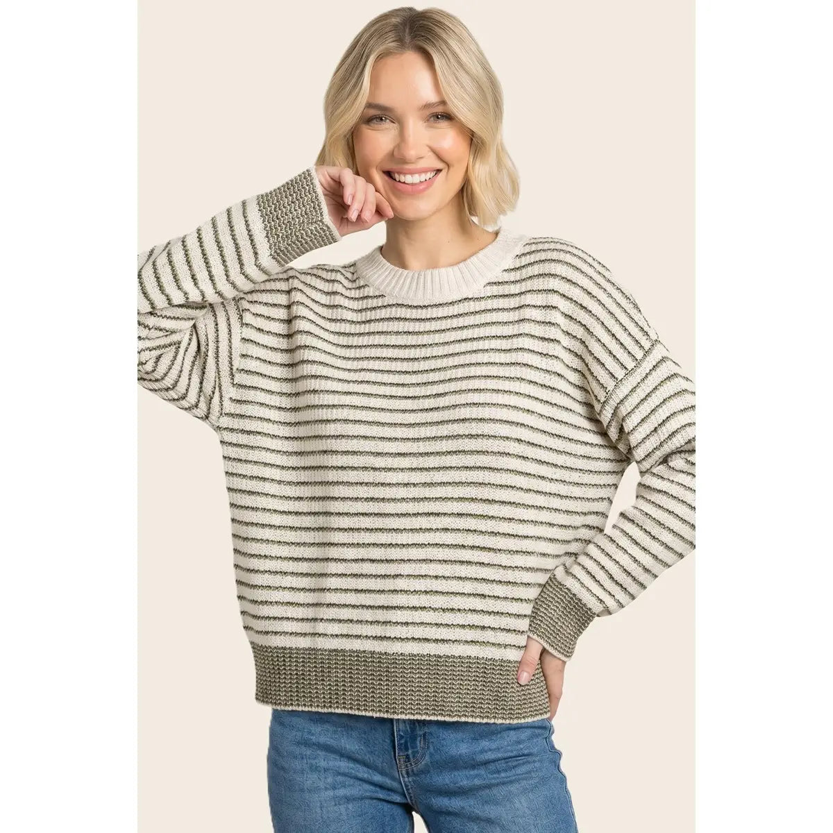 Color Accent Striped Sweater