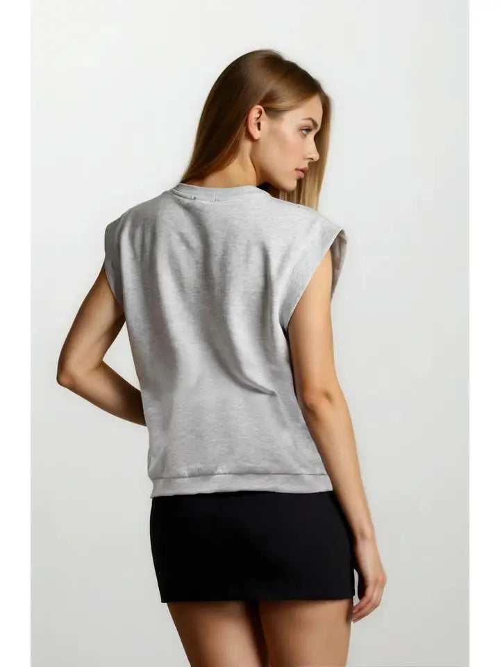 Brushed Modal Drop Shoulder Pleated Top
