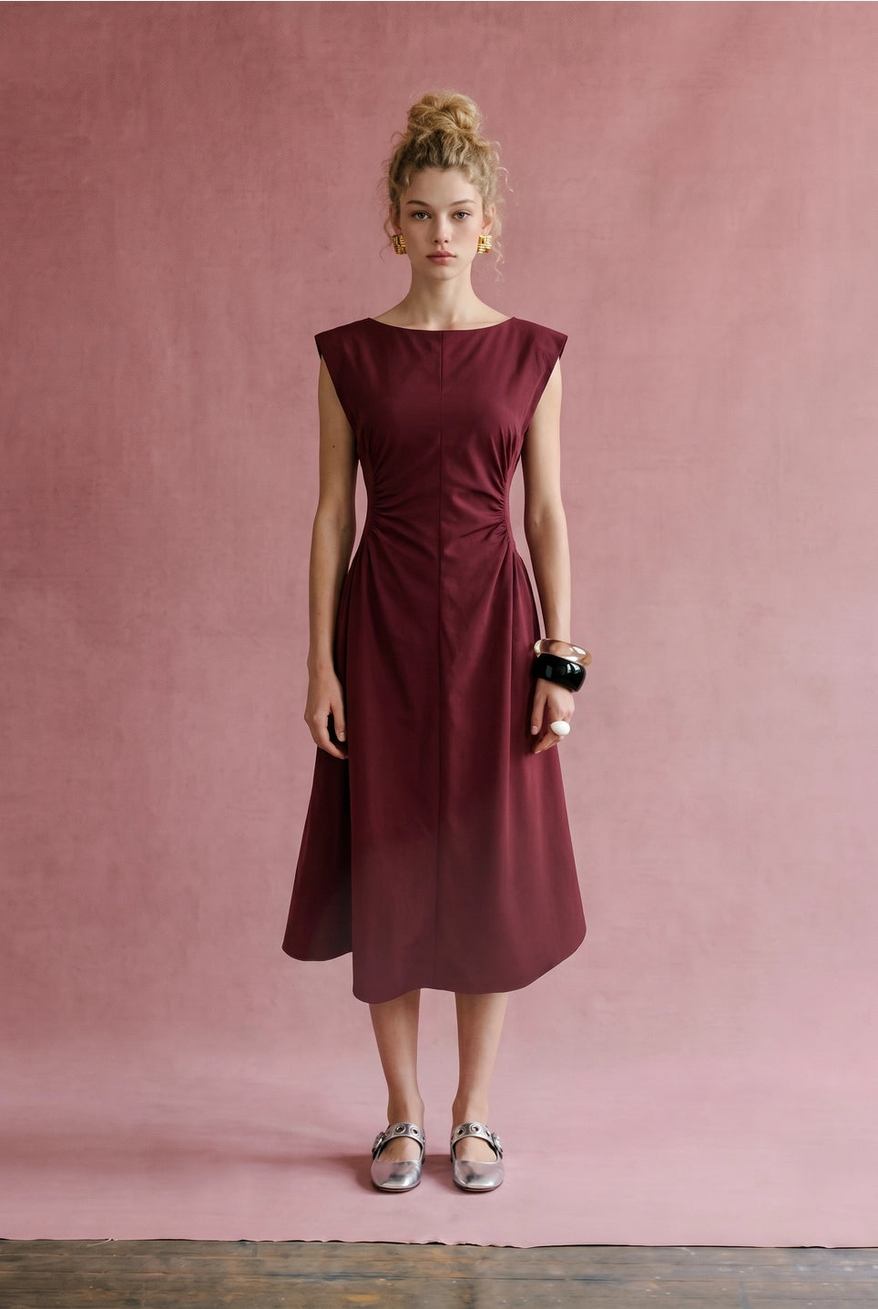 Ruched Waist Midi Dress | 2 Colors Available