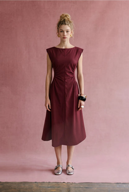 Ruched Waist Midi Dress | 2 Colors Available