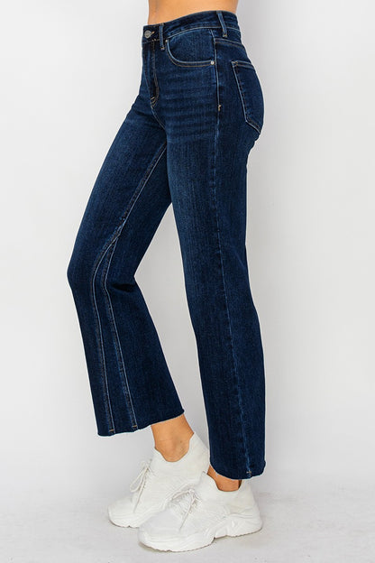 Mid Rise Leg Seam Detailed Ankle Flare Jeans
