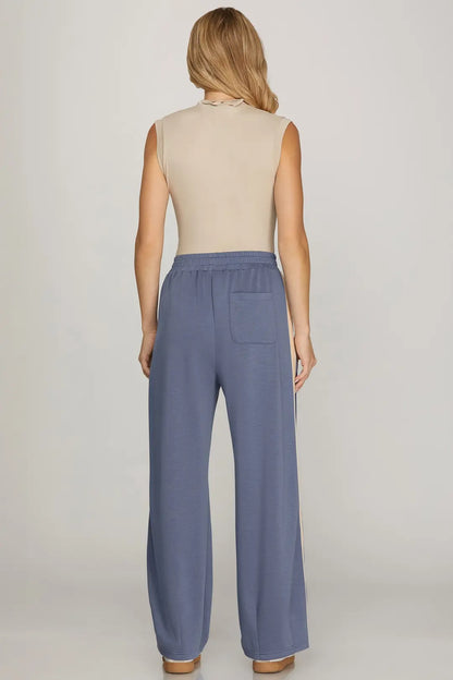 Knit Pants with Contrast Side Tape