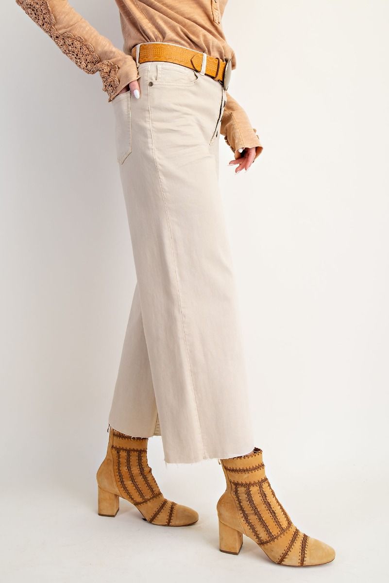 Button Front Stretch Twill Pants