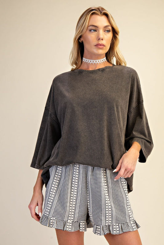 Washed Cotton Jersey Loose Fit Top