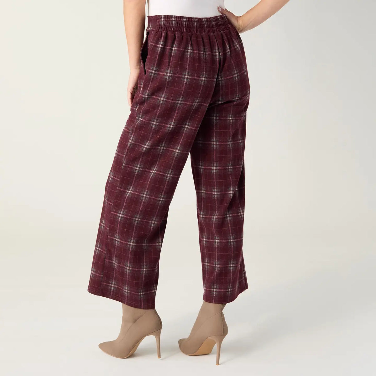 Wide Leg Crop Plaid Pant