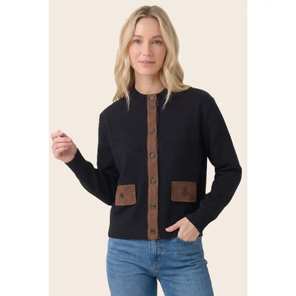Suede Accented Sweater Jacket