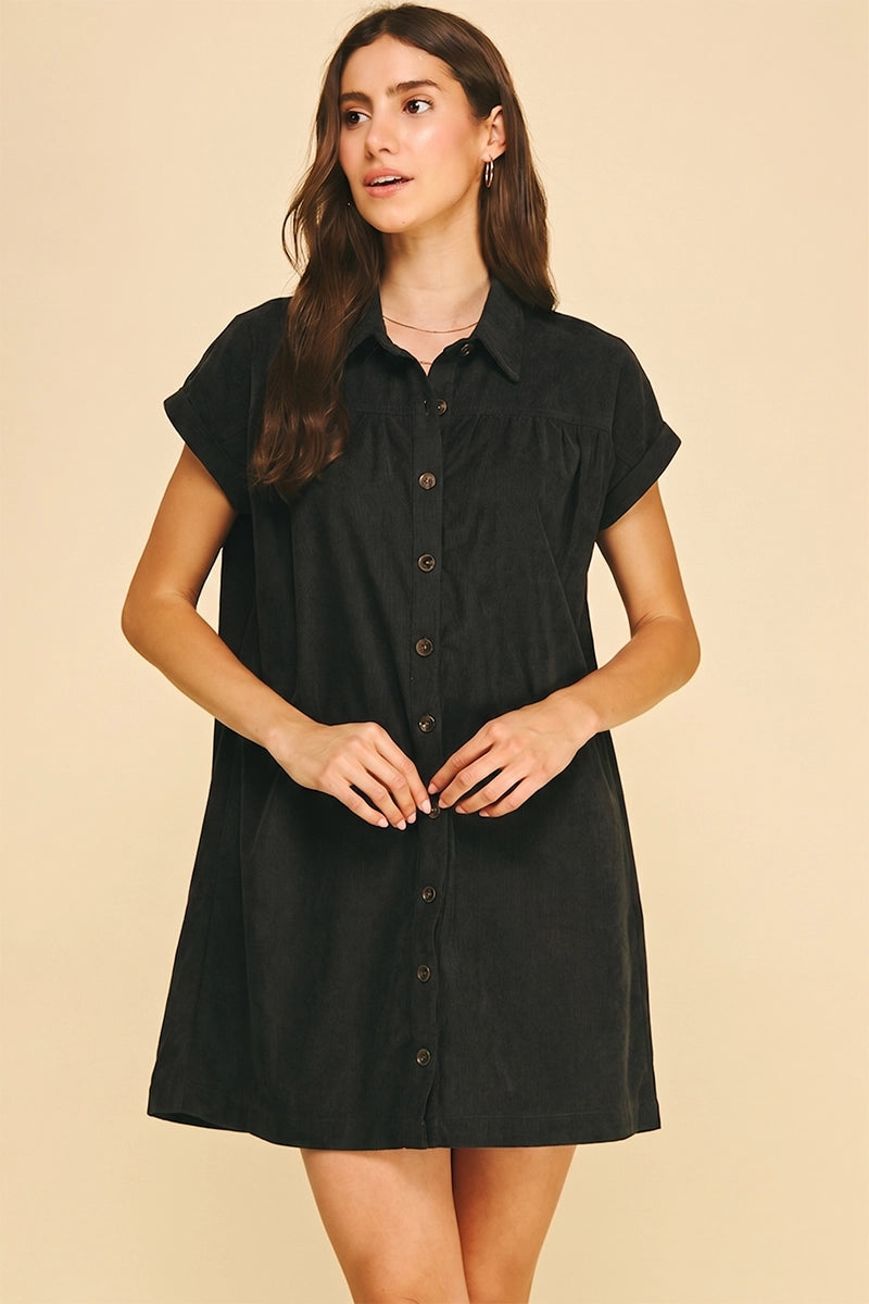 Corduroy Button Down Mini Dress