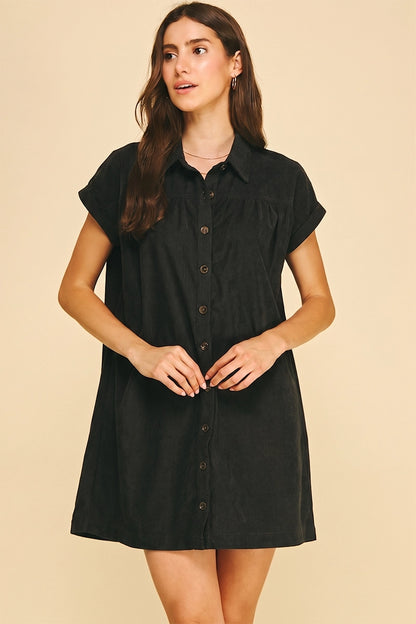 Corduroy Button Down Mini Dress