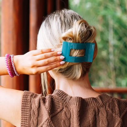 Flat Rectangle Hair Clip | Teal with It | Medium