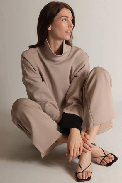 Butter Modal Color Block Mock Neck Top
