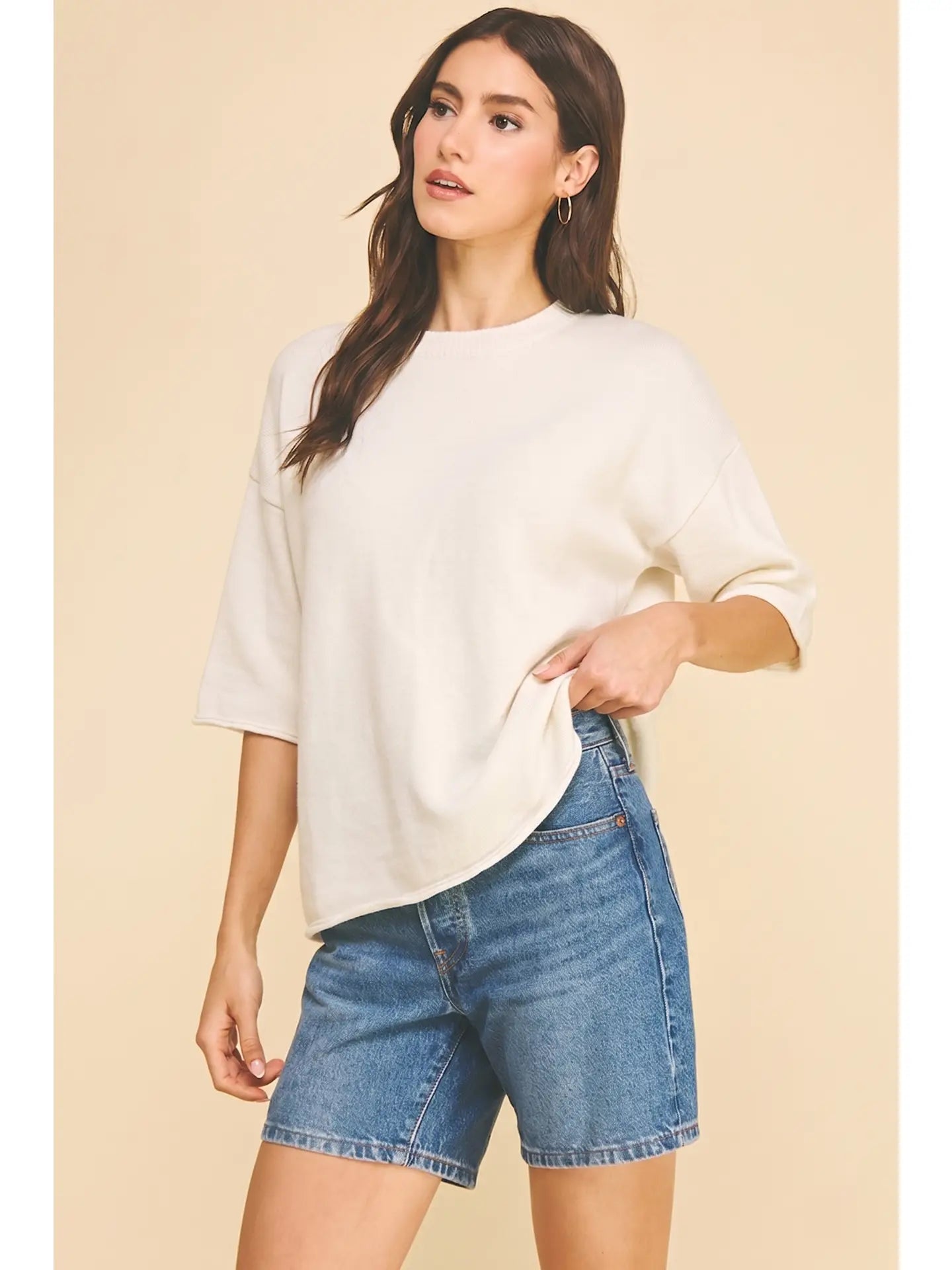 Oversized Short Sleeve Knit Sweater
