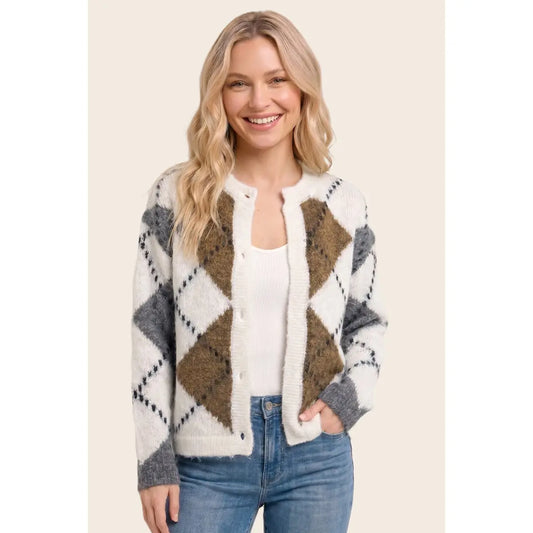 Argyle Button Down Sweater Cardigan