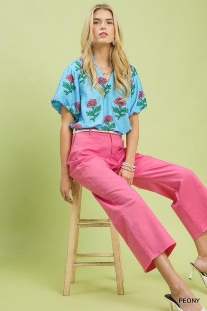 High Waist Wide Leg Crop Pants