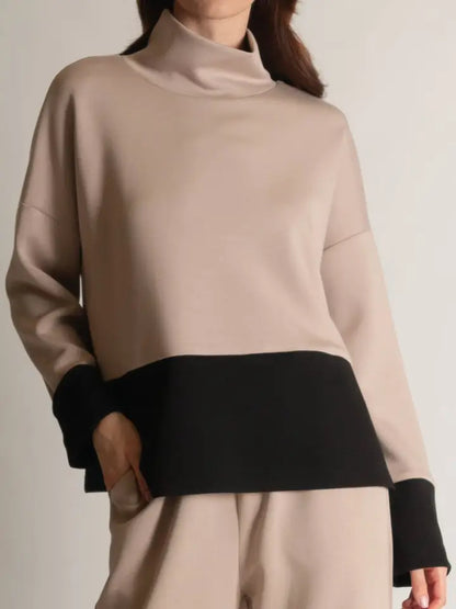 Butter Modal Color Block Mock Neck Top