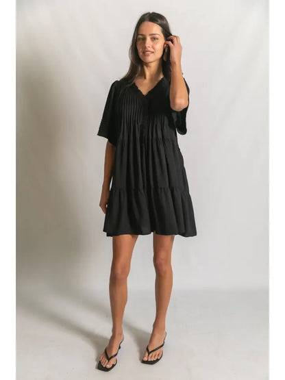 Pintuck Detail Mini Dress