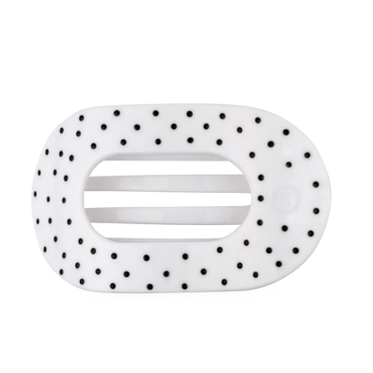 Flat Round Hair Clip | White Polka Dot Party | Large