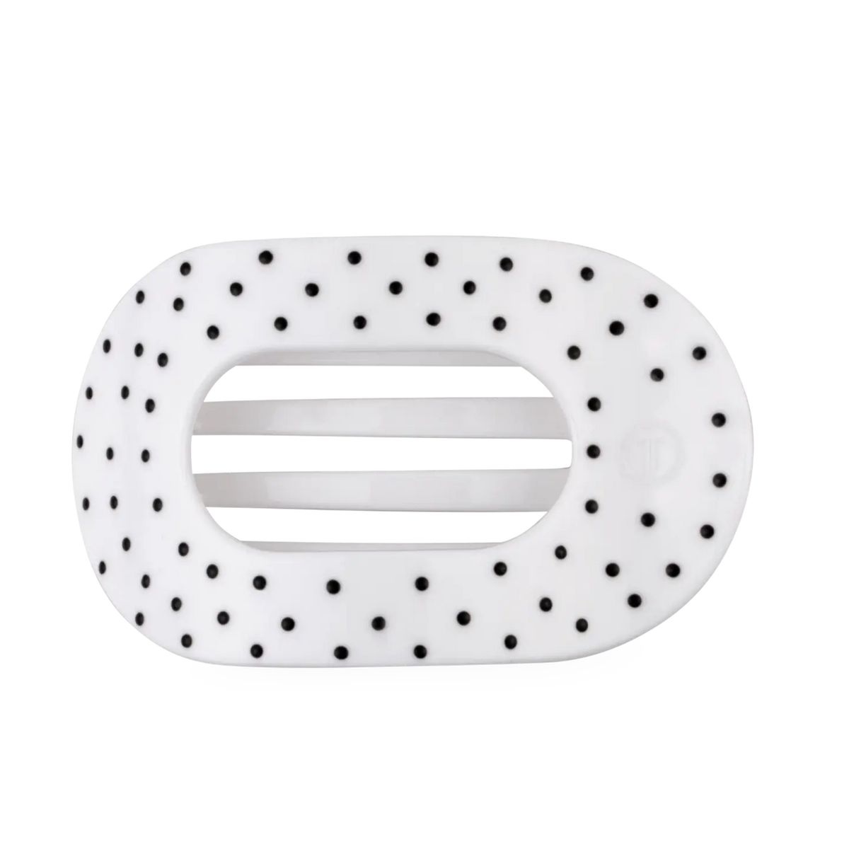 Flat Round Hair Clip | White Polka Dot Party | Medium