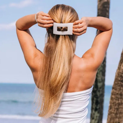 Flat Rectangle Hair Clip | Coconut White | Large
