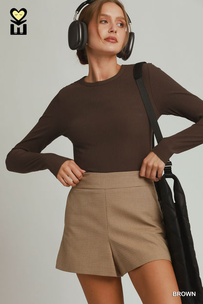 Brushed Rib Long Sleeve Knit Top | 2 Colors Available