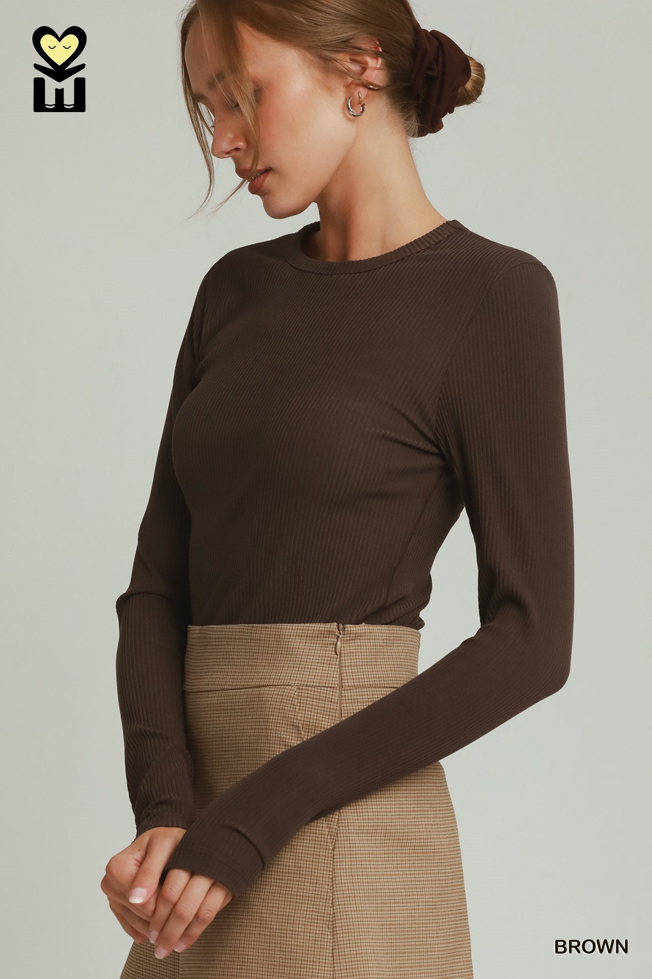 Brushed Rib Long Sleeve Knit Top | 2 Colors Available