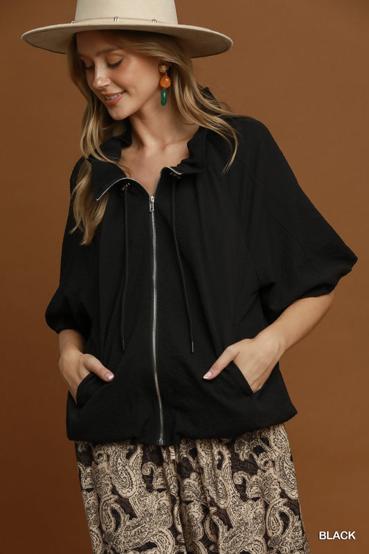 Zip-Front Bomber Jacket | 3 Colors Available