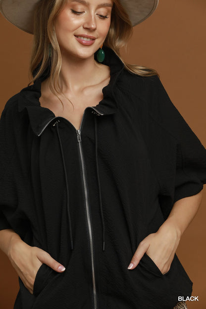 Zip-Front Bomber Jacket | 3 Colors Available