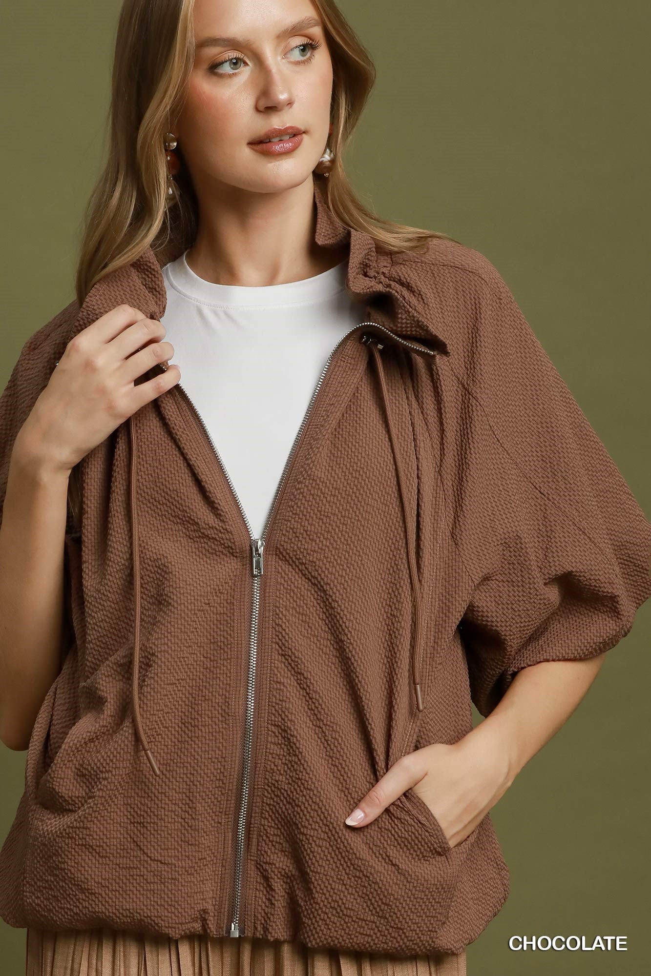 Zip-Front Bomber Jacket | 3 Colors Available