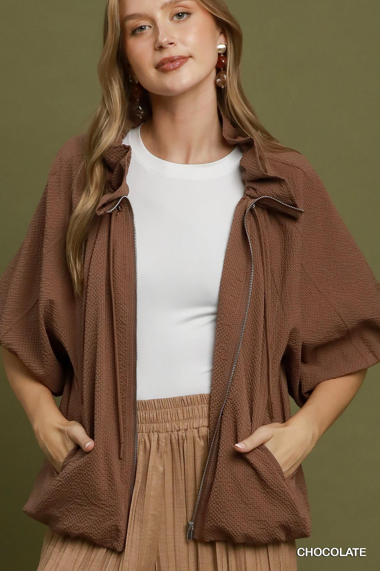 Zip-Front Bomber Jacket | 3 Colors Available