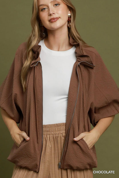 Zip-Front Bomber Jacket | 3 Colors Available