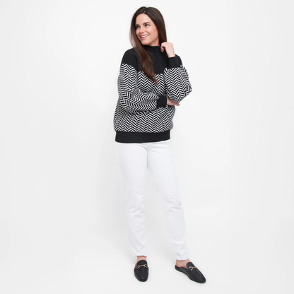 Skyler Herringbone Knit Mock Neck Sweater