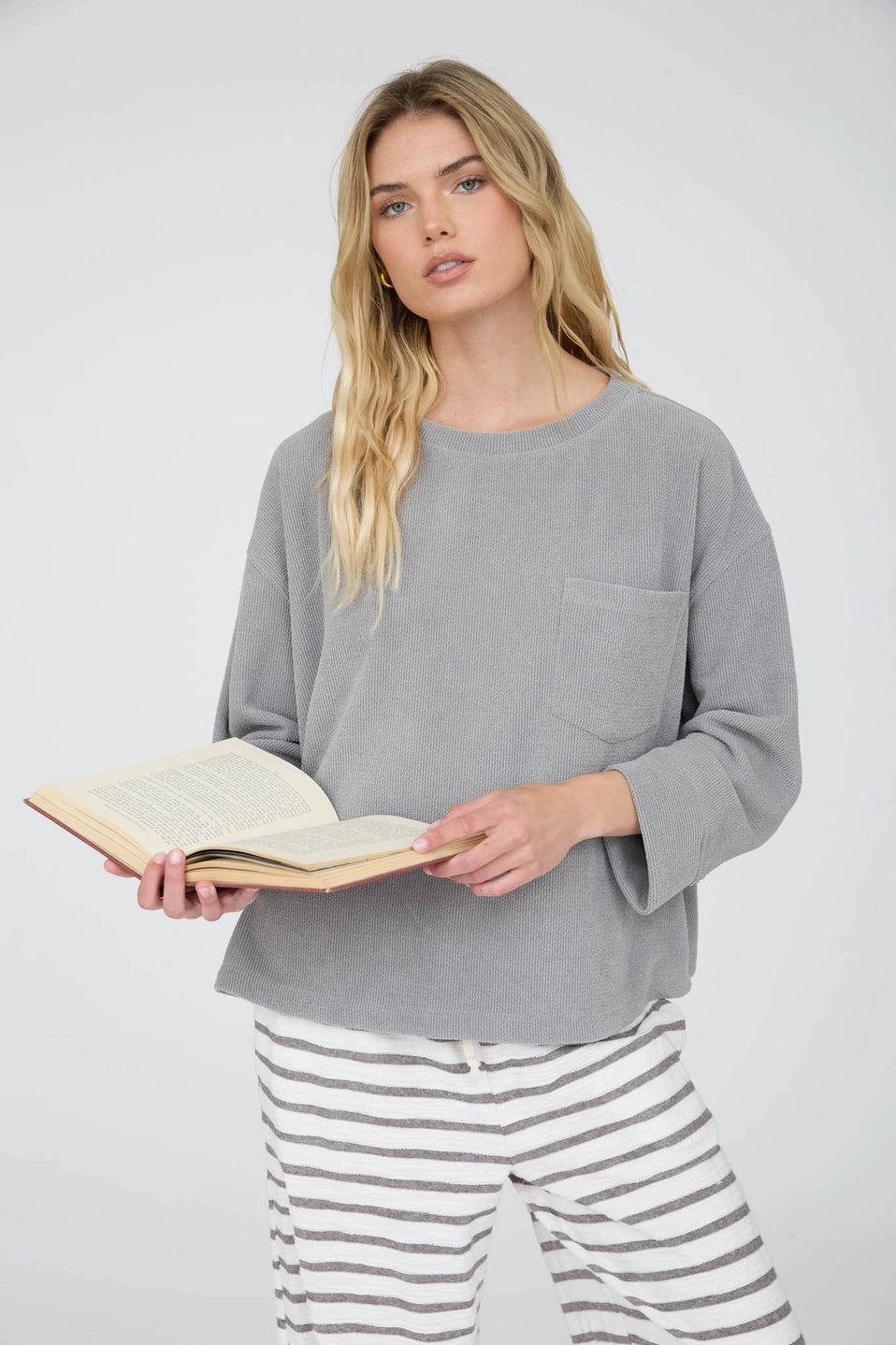 Oversized Long Sleeve Textured Knit Top