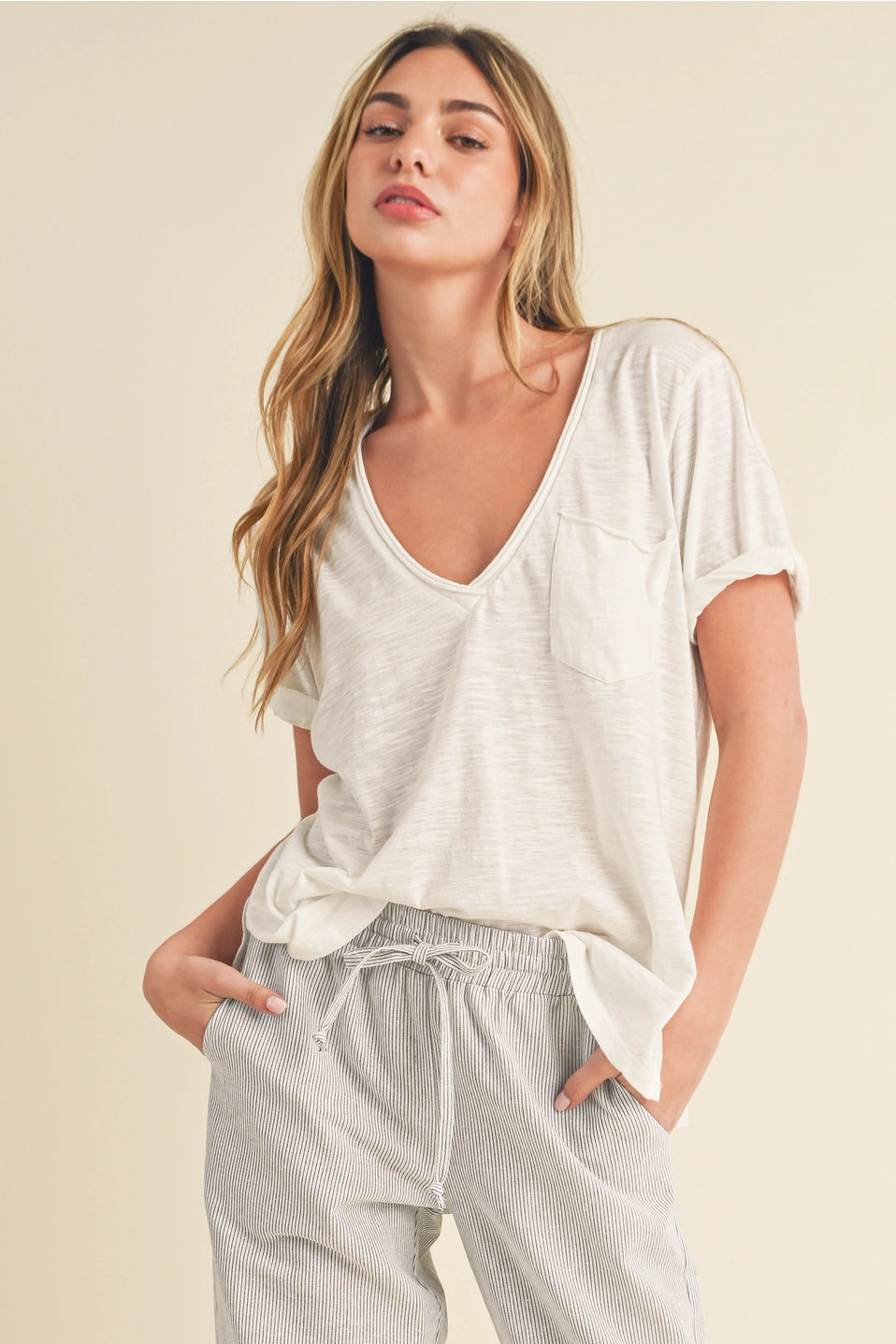 Zoie V-Neck Short Sleeve Top
