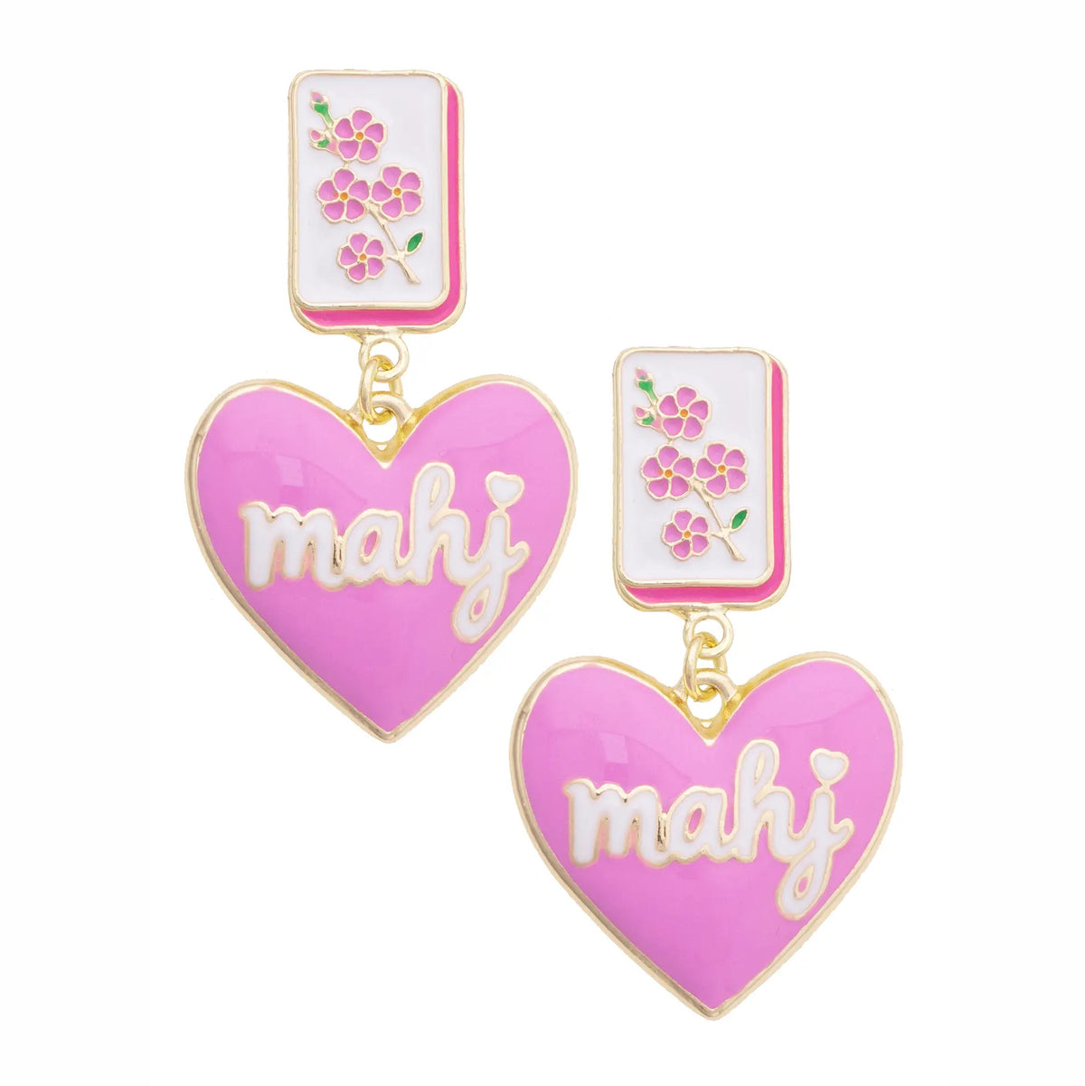Mahj Cherry Blossom Tile Earrings