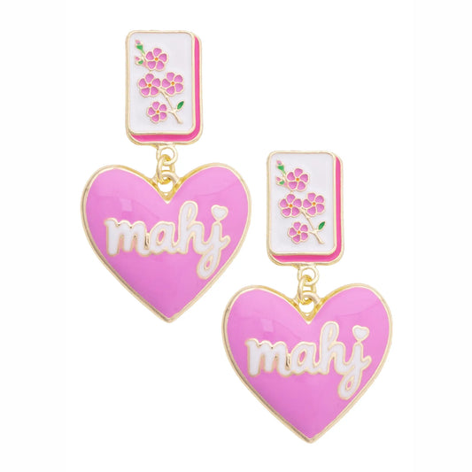 Mahj Cherry Blossom Tile Earrings