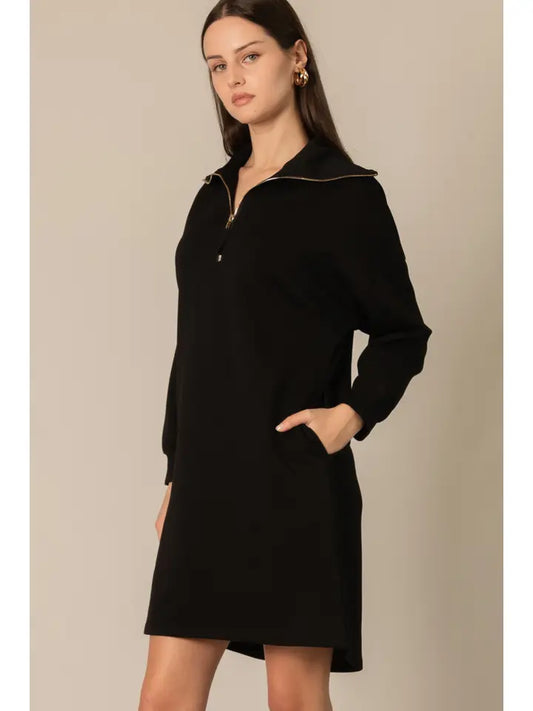 Butter Modal Quarter Zip Up Long Sleeve Dress