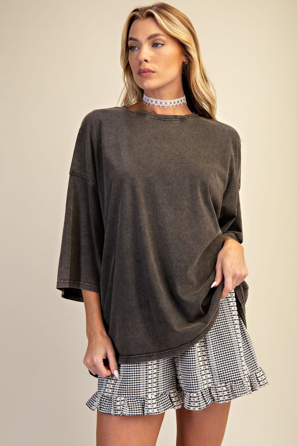 Washed Cotton Jersey Loose Fit Top