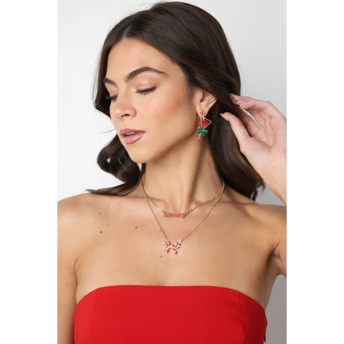 All Twisted Up Pave Bow Necklace