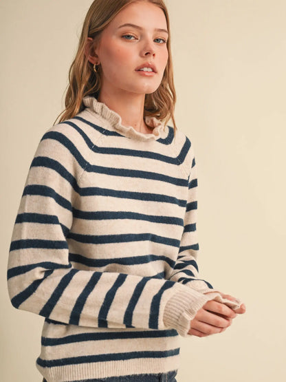 Ruffled Striped Sweater