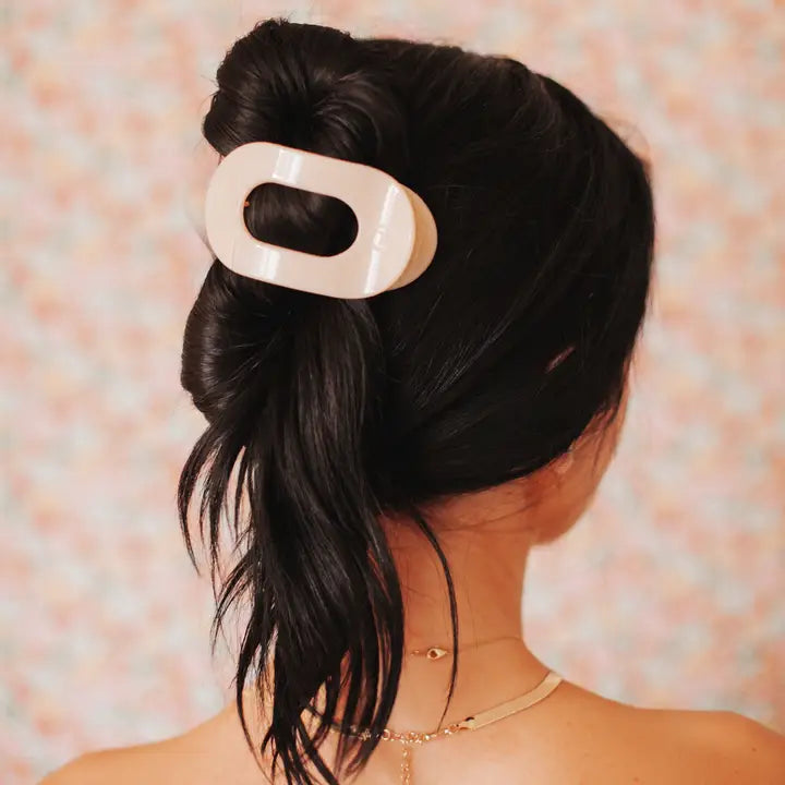 Round Flat Hair Clip | Almond Beige | Medium