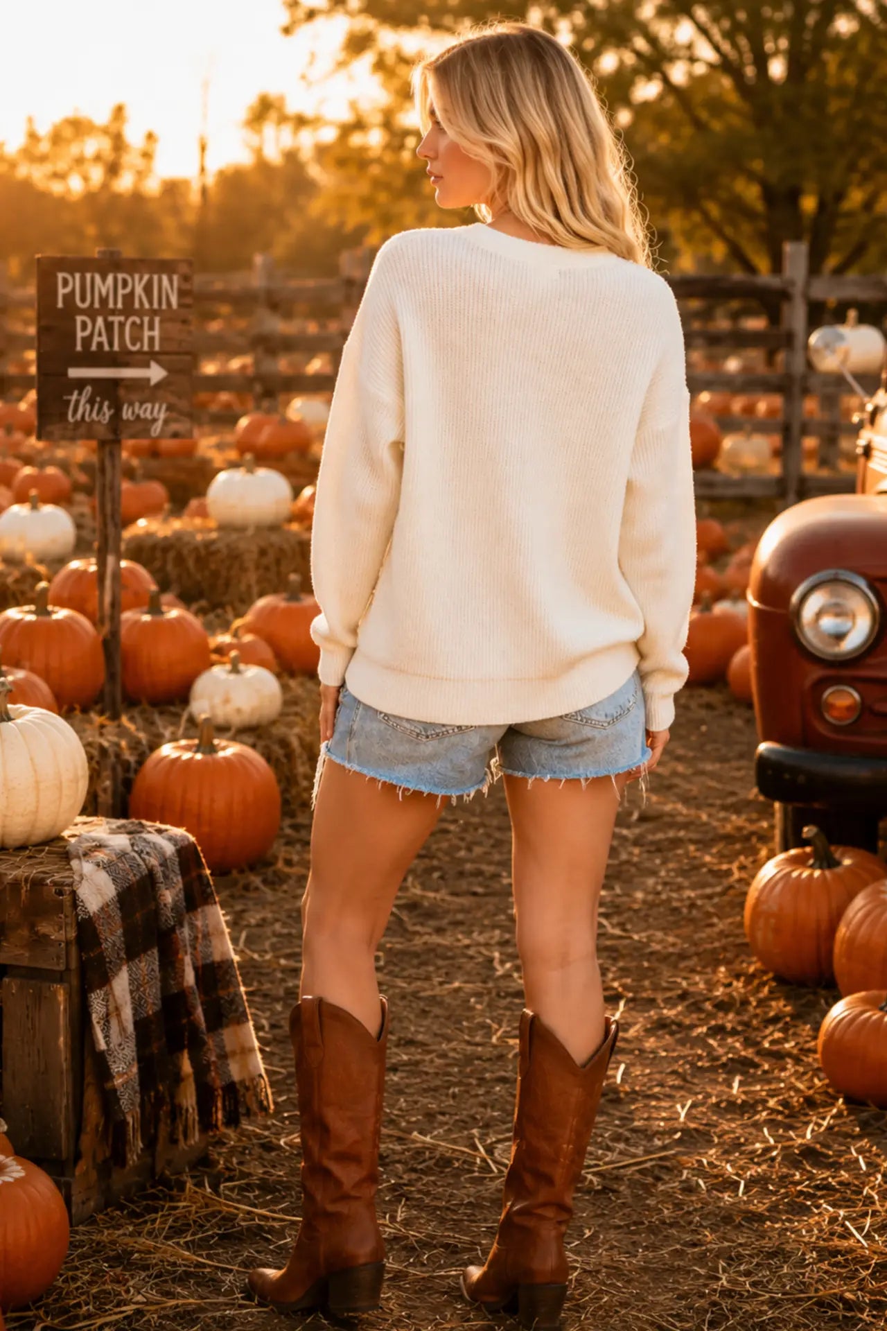 Hello Pumpkin Embroidered Knit Sweater