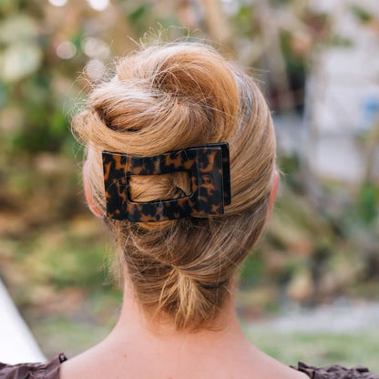 Flat Rectangle Hair Clip | Tortoise | Large