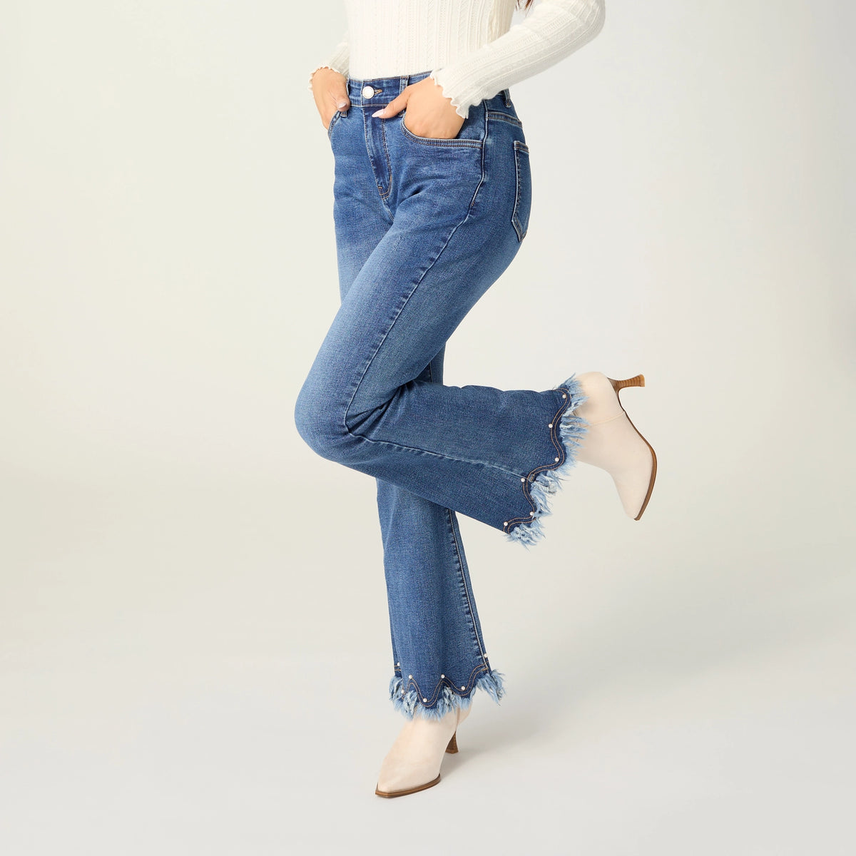 Everstretch Flare with Pearl & Fringe Hem
